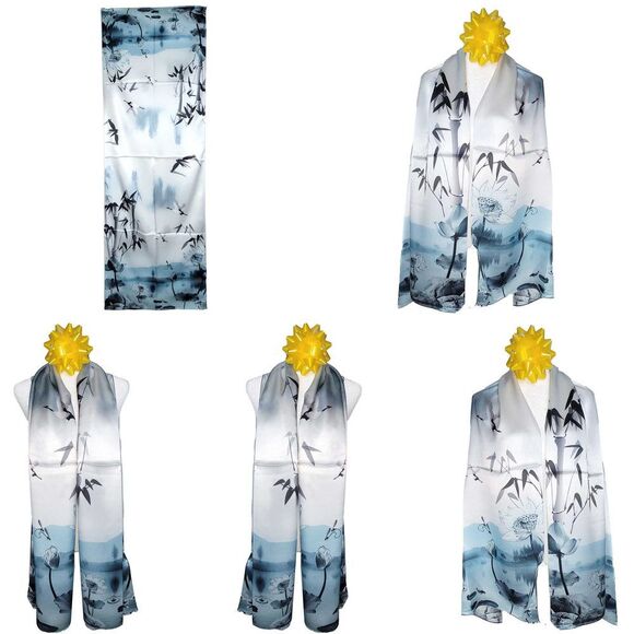 NWT Genuine 100% Mulberry Silk Satin Scarf 21"x66" Long Rectangle Shawl 53121 - Picture 1 of 8